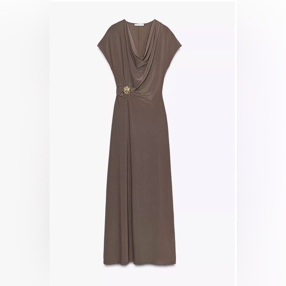 NWT Zara Elegant Brown  Dress - Picture 6 of 10